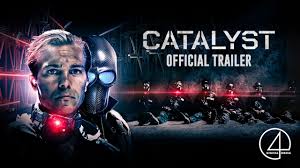 *"Movie poster for Catalyst (2025), a sci-fi thriller featuring a glowing neural network design with a shadowy figure at the center. The futuristic backdrop hints at advanced technology and mystery, with the tagline ‘The Future Evolves’ in sleek metallic font."*