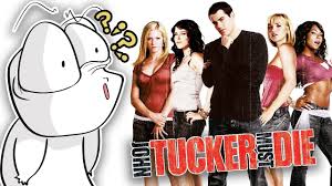 The movie poster for 'John Tucker Must Die' featuring Jesse Metcalfe as John Tucker surrounded by four angry girlfriends holding weapons like a bat and a megaphone, with pink and blue retro styling."