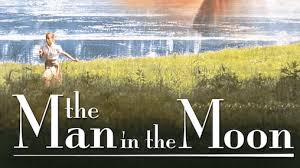 "Young Reese Witherspoon as Dani leans against a wooden fence, smiling softly in golden sunlight. A crescent moon hangs in the twilight sky above rolling rural hills. The title appears in handwritten cursive with 'A story of first love' beneath."